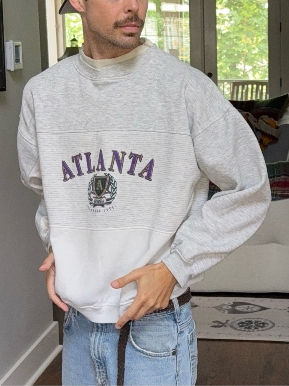 🏙️ Vintage Atlanta Georgia Colorblock Crewneck Sweatshirt USA Made Vibes